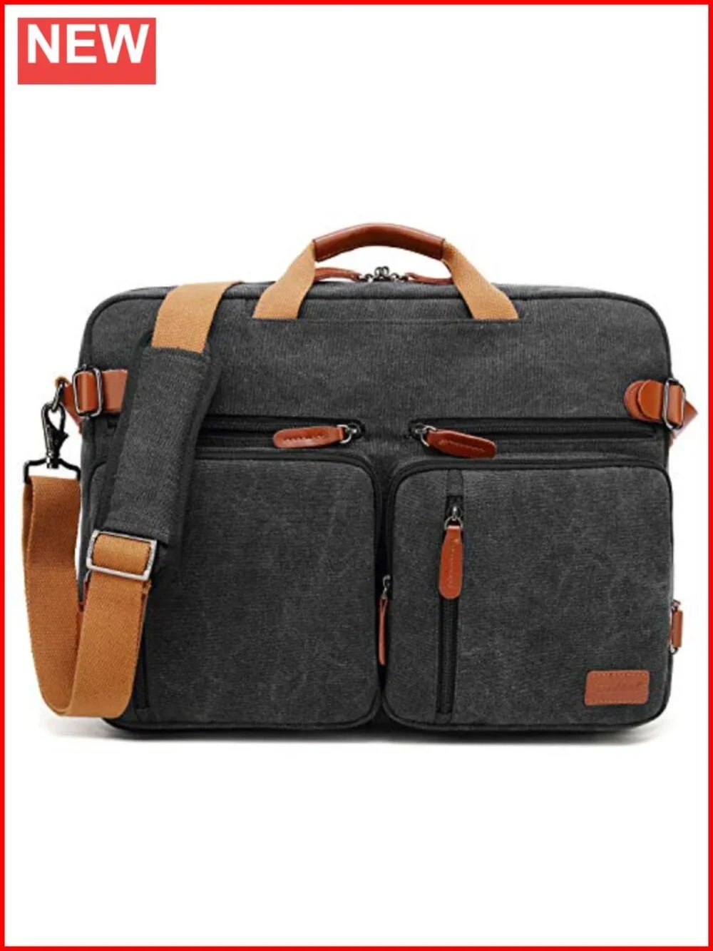 Convertible Laptop Backpack Messenger Shoulder Bag Canvas Travel Briefcase